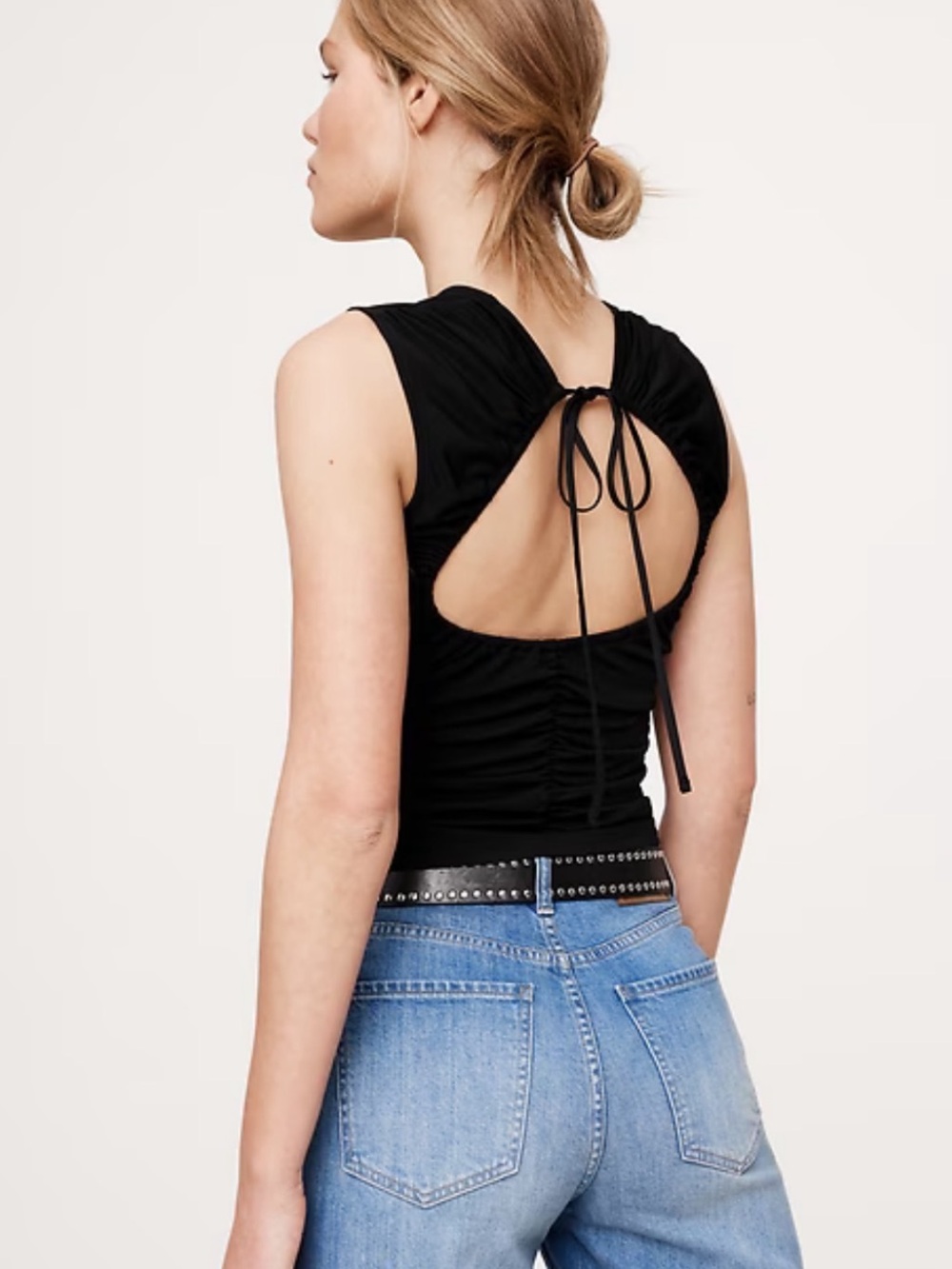 Banana Republic Black Open-Back Tie Tank Top